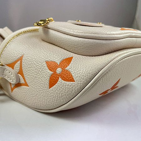 *奢華大道國際精品*【L3345】LV白色牛皮 橘色大LOGO 鍊帶腰包 M82208-4