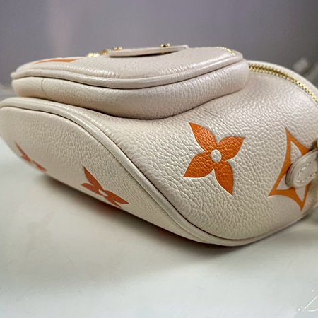 *奢華大道國際精品*【L3345】LV白色牛皮 橘色大LOGO 鍊帶腰包 M82208-5