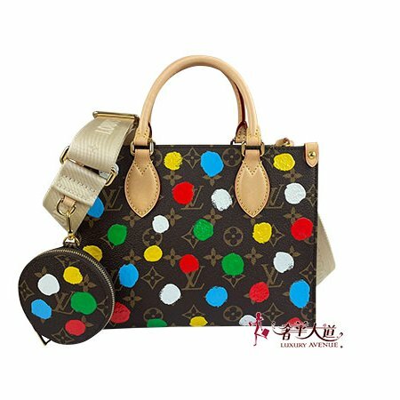＊奢華大道國際精品＊【L3351】LV原花彩色點點 2023草間彌生 LV X YK ONTHEGO (PM)兩用包 M46380