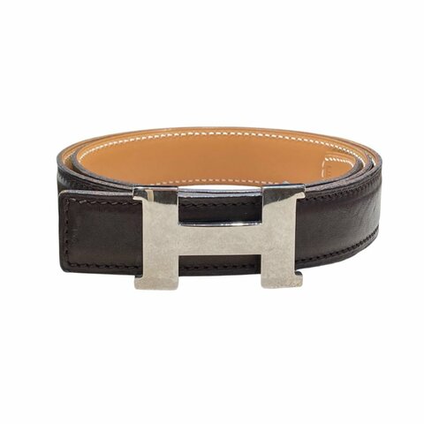 HERMES 愛馬仕 MINI CONSTANCE BELT 腰帶 深棕 金棕 65CM