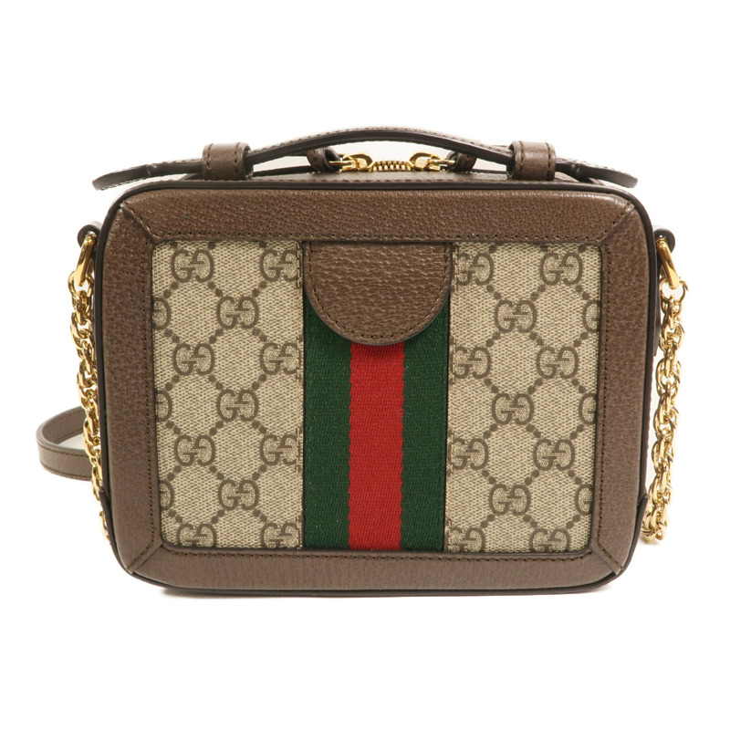 GUCCI 塗層帆布Ophidia GG Mini金扣鏈帶手挽肩背兩用袋-1