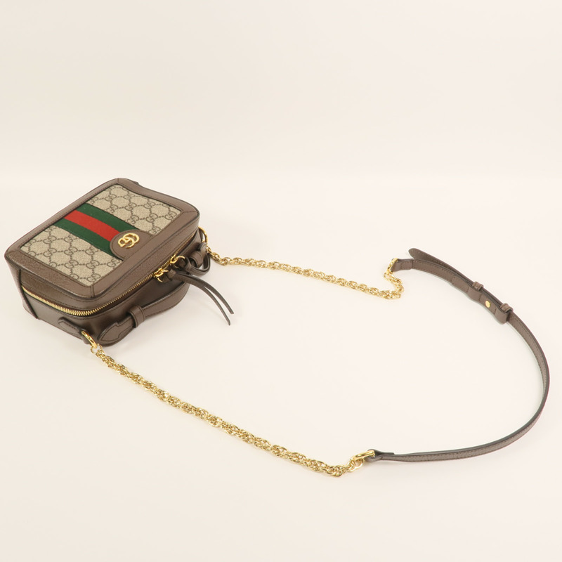 GUCCI 塗層帆布Ophidia GG Mini金扣鏈帶手挽肩背兩用袋-7