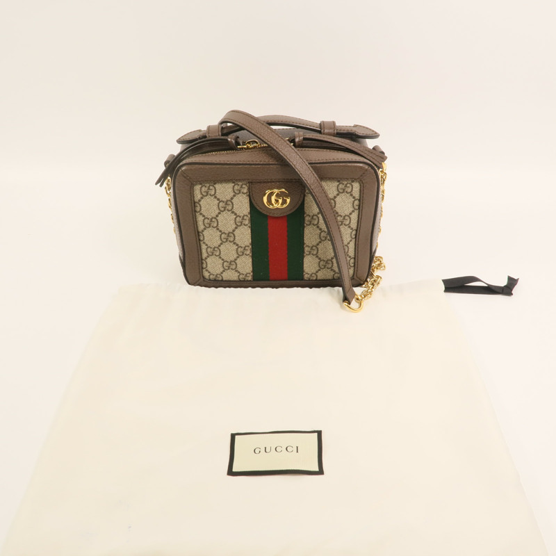 GUCCI 塗層帆布Ophidia GG Mini金扣鏈帶手挽肩背兩用袋-8