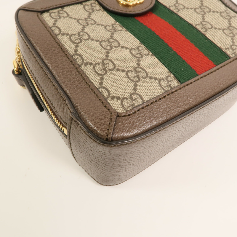 GUCCI 塗層帆布Ophidia GG Mini金扣鏈帶手挽肩背兩用袋-11