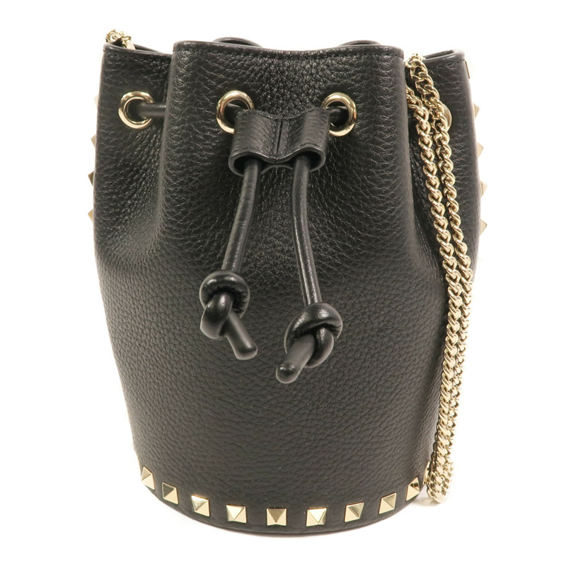 Valentino 牛皮皮革Chain Bucket Bag金扣鏈帶肩背袋-0