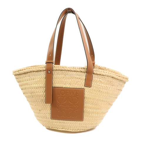 LOEWE Raffia Bucket Tote Bag銀扣手挽袋