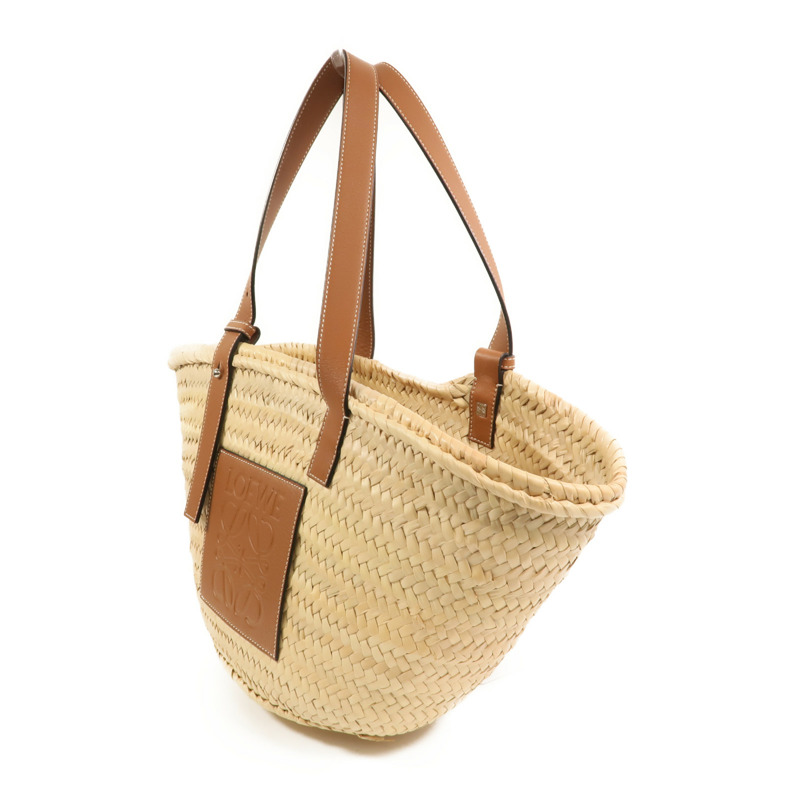 LOEWE Raffia Bucket Tote Bag銀扣手挽袋-2
