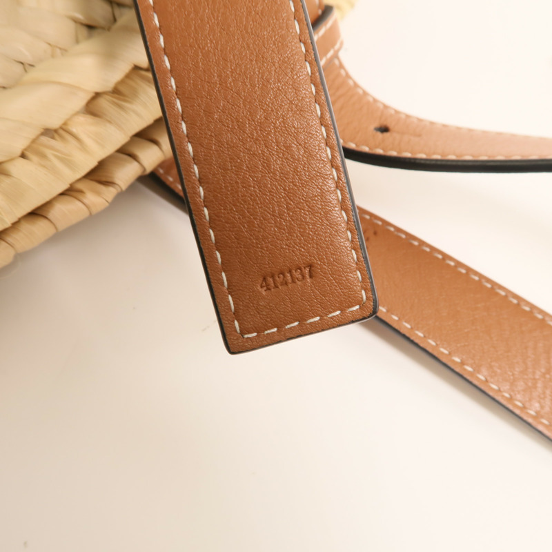 LOEWE Raffia Bucket Tote Bag銀扣手挽袋-6