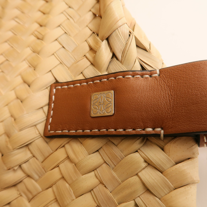 LOEWE Raffia Bucket Tote Bag銀扣手挽袋-8