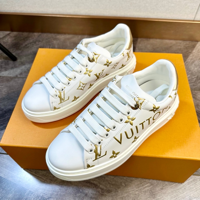 全新 LV 路易威登 Time out 金色浮雕logo小白鞋 厚底運動鞋35.5碼-1