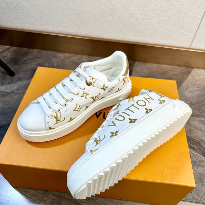 全新 LV 路易威登 Time out 金色浮雕logo小白鞋 厚底運動鞋35.5碼-3