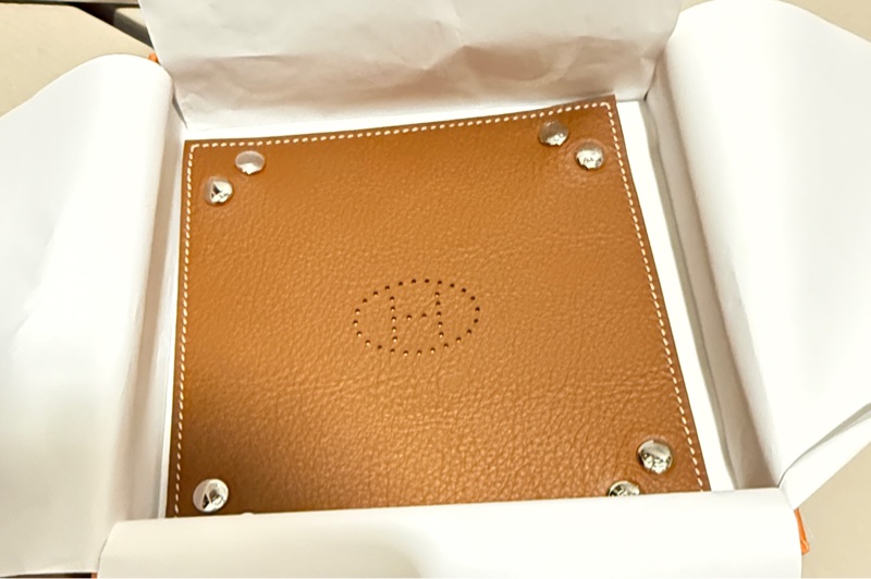 Hermès愛馬仕 Mises et Relances Desk迷你置物盤 烏木色/淺黃褐色-3