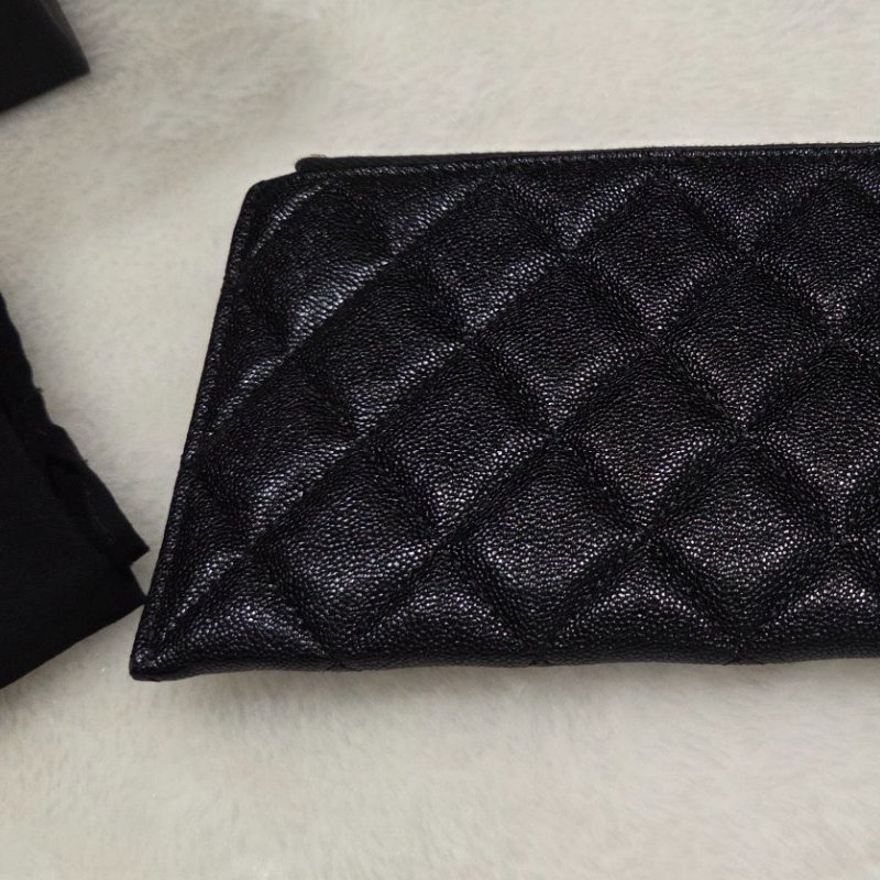 禮物~ Chanel香奈兒Boy復古黑金釦魚子醬荔枝牛皮扁長夾/ 皮夾/ 信封長夾/ 發財包/ 發財長夾-3