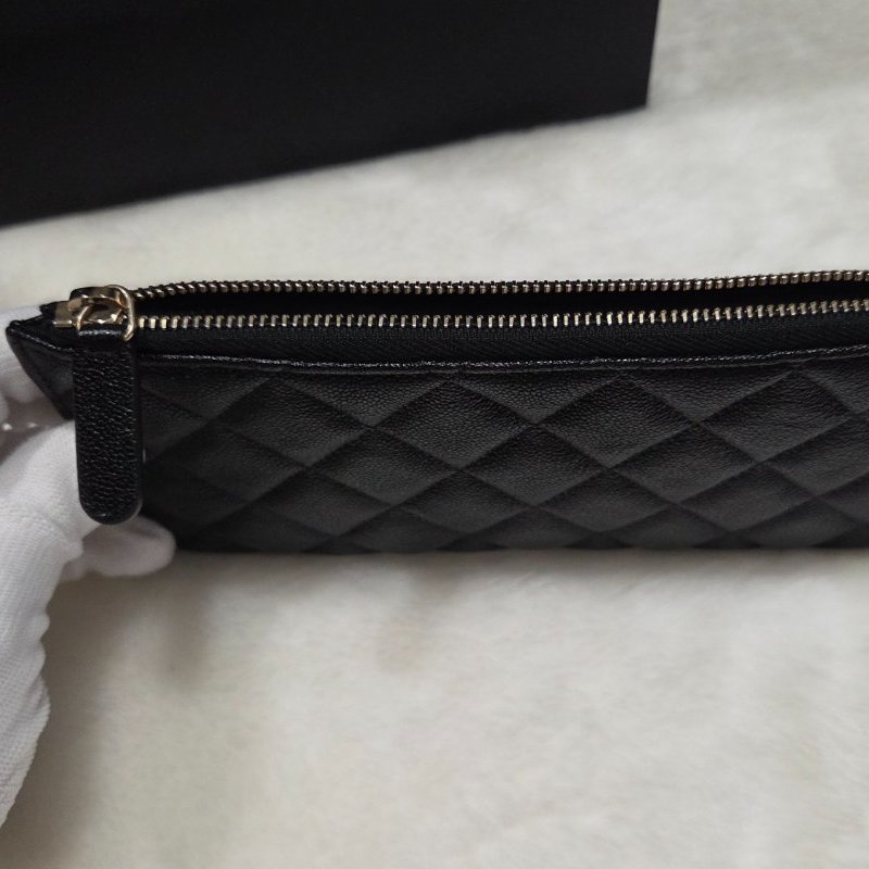 禮物~ Chanel香奈兒Boy復古黑金釦魚子醬荔枝牛皮扁長夾/ 皮夾/ 信封長夾/ 發財包/ 發財長夾-6