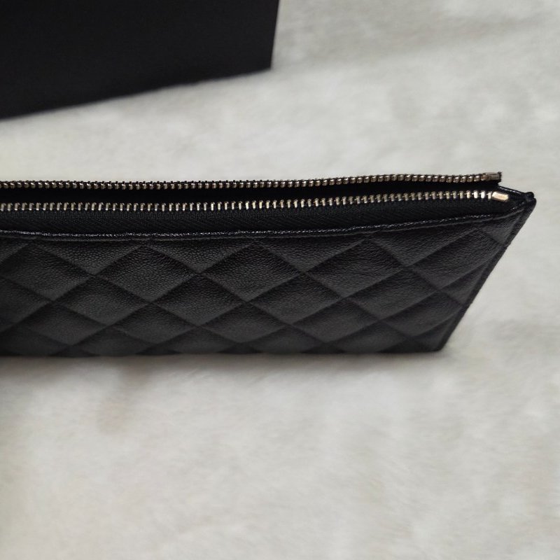 禮物~ Chanel香奈兒Boy復古黑金釦魚子醬荔枝牛皮扁長夾/ 皮夾/ 信封長夾/ 發財包/ 發財長夾-7