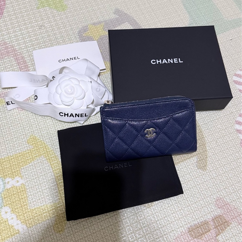 CHANEL深藍小牛皮L型卡夾/零錢包-0