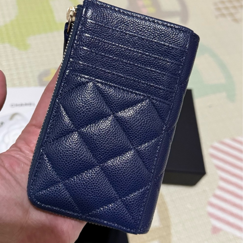 CHANEL深藍小牛皮L型卡夾/零錢包-1