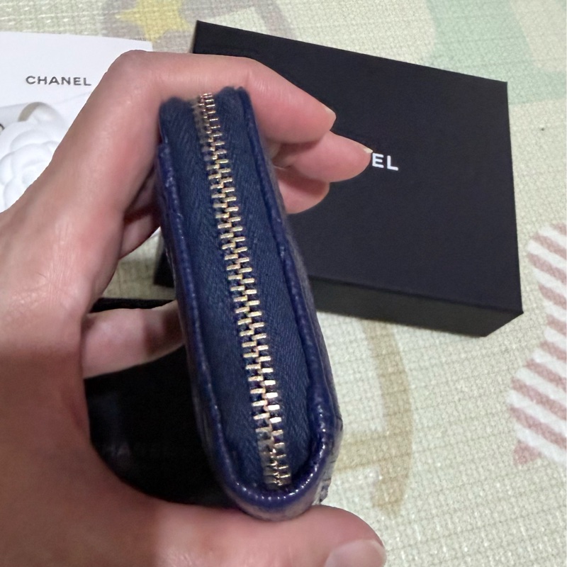 CHANEL深藍小牛皮L型卡夾/零錢包-5