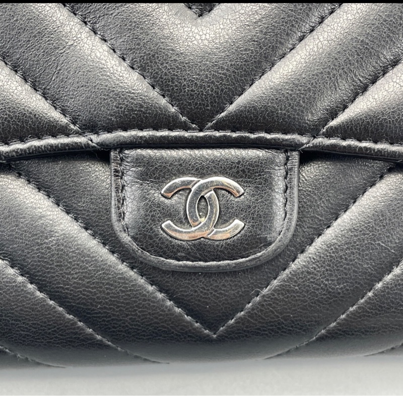 【一包兩用✨性價比極高❤️全網最低價】Chanel CF長款錢包V紋黑銀-5