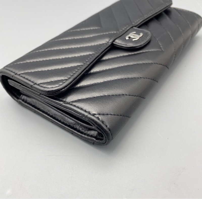 【一包兩用✨性價比極高❤️全網最低價】Chanel CF長款錢包V紋黑銀-6