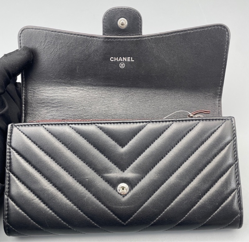 【一包兩用✨性價比極高❤️全網最低價】Chanel CF長款錢包V紋黑銀-7