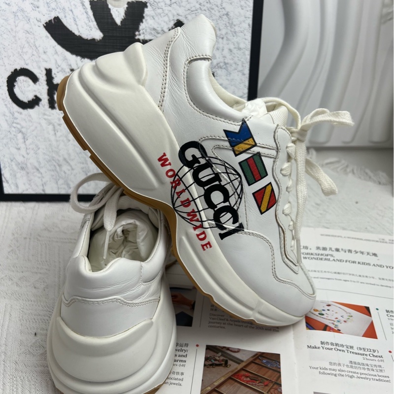99新Gucci古馳 Rhyton World wide 輕便舒適低幫老爹鞋 36碼-3