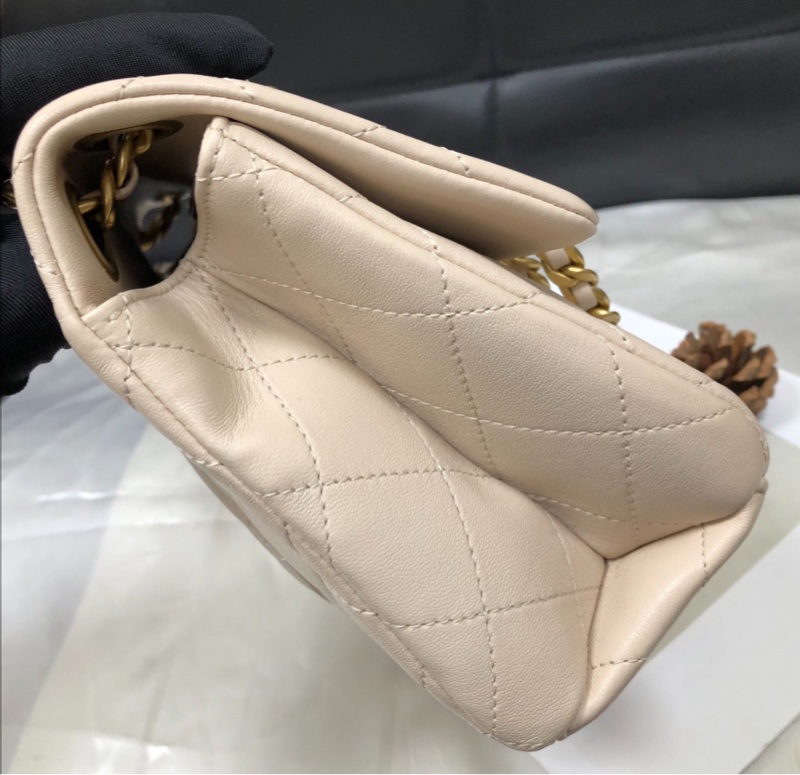 【絕版稀有✨經典奶茶色✨全網最低價】Chanel CF字母鏈條口蓋包 芯片款-2