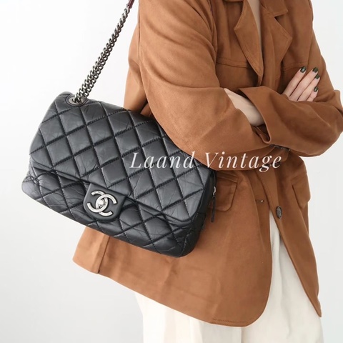 Chanel CF孟買系列鏈條包黑銀牛皮31*19*8 98新配件保卡塵袋