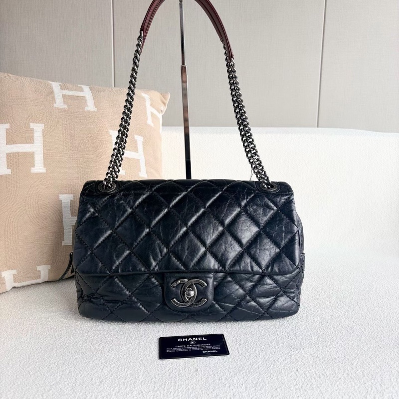 Chanel CF孟買系列鏈條包黑銀牛皮31*19*8 98新配件保卡塵袋-2