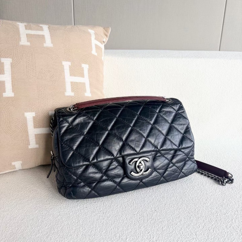 Chanel CF孟買系列鏈條包黑銀牛皮31*19*8 98新配件保卡塵袋-6