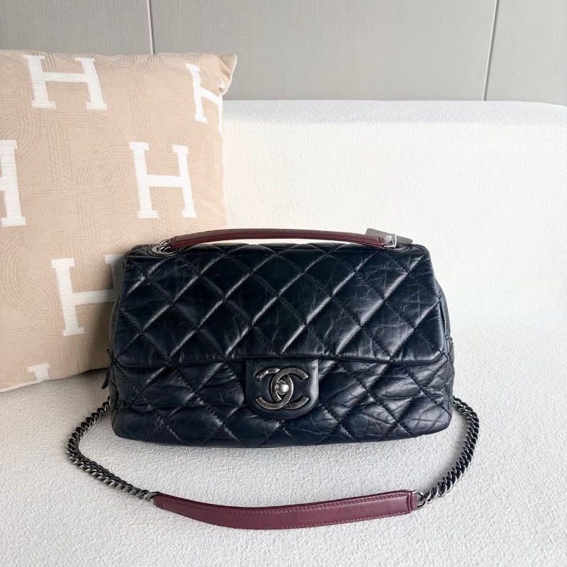 Chanel CF孟買系列鏈條包黑銀牛皮31*19*8 98新配件保卡塵袋-7
