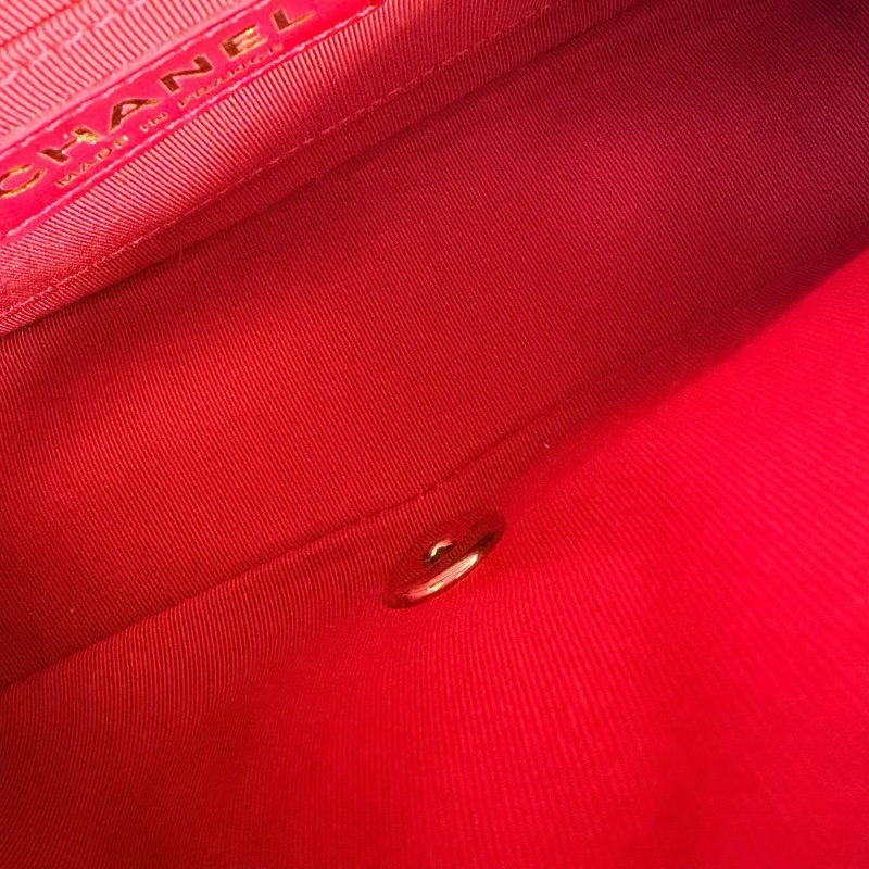 Chanel CF V紋口蓋包 紅金 牛皮20*12*6 98新配件塵袋-2
