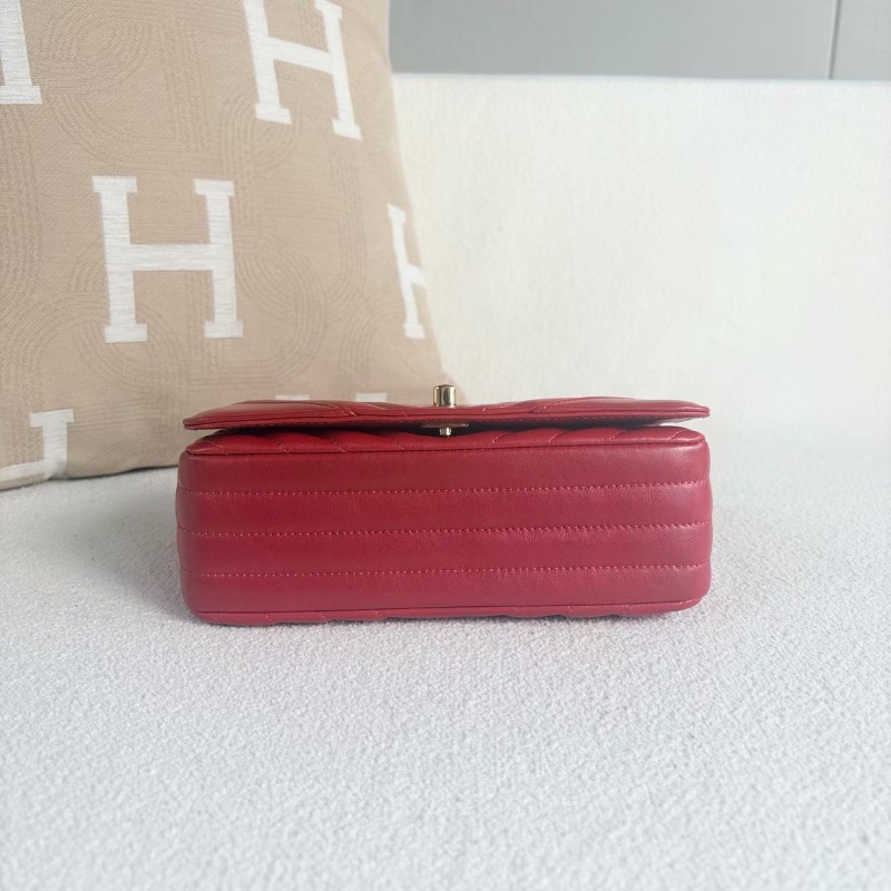 Chanel CF V紋口蓋包 紅金 牛皮20*12*6 98新配件塵袋-5