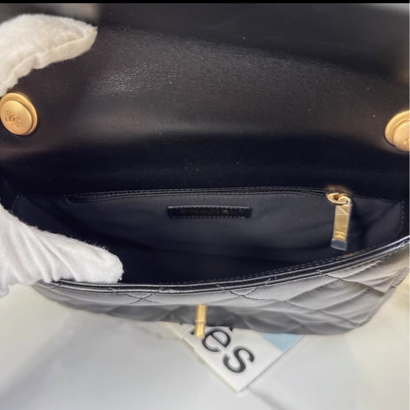 熱門火爆款❤️‍🔥99新😍Chanel香奈兒22s黑金鴛鴦鏈方胖子單肩斜挎包-8