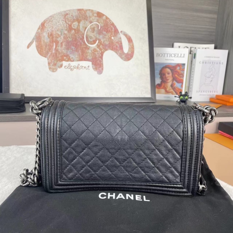 【全網最低價❗️買到就是賺到🤭性價比極高】Chanel Leboy黑銀 鏈條經典菱格紋 中號-1