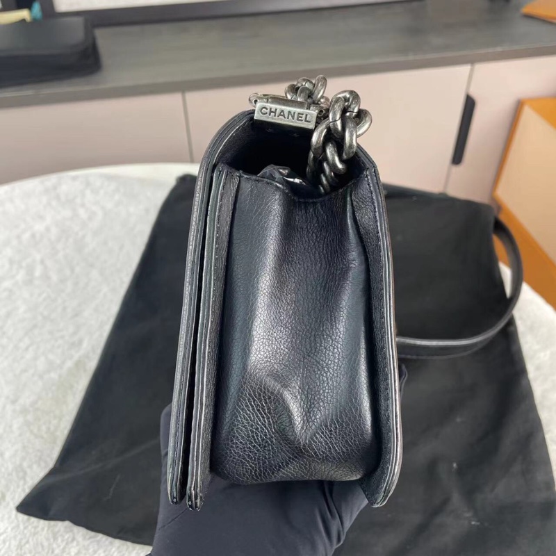 【全網最低價❗️買到就是賺到🤭性價比極高】Chanel Leboy黑銀 鏈條經典菱格紋 中號-3