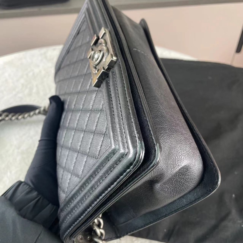 【全網最低價❗️買到就是賺到🤭性價比極高】Chanel Leboy黑銀 鏈條經典菱格紋 中號-4