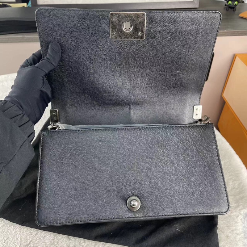 【全網最低價❗️買到就是賺到🤭性價比極高】Chanel Leboy黑銀 鏈條經典菱格紋 中號-6