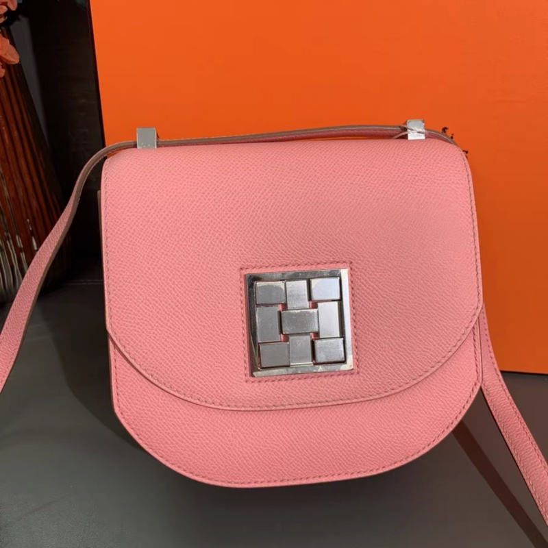 hermes愛馬仕馬賽克19 1Q彩紙粉 銀扣 EP皮 y刻,配件盒子塵袋發票-0