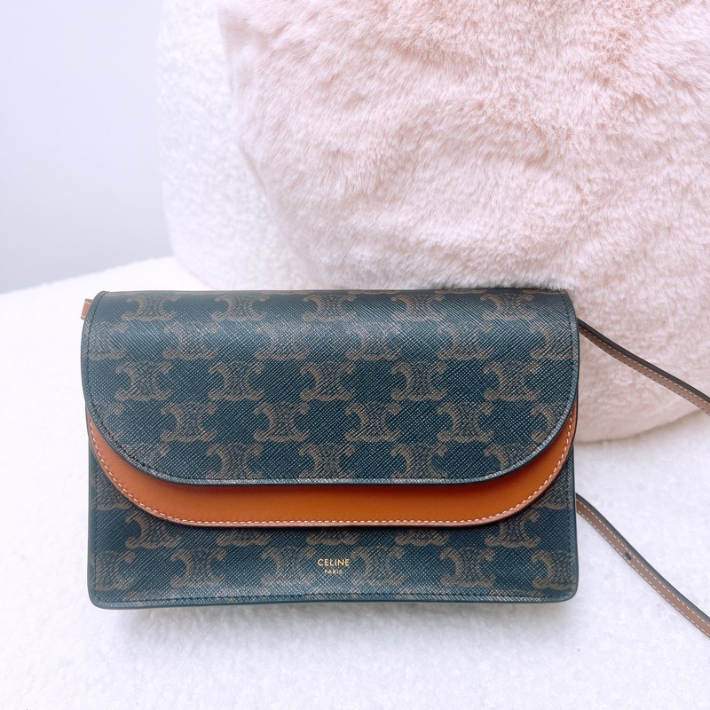 Celine wallet on strap woc 啡色老花斜挎包-0