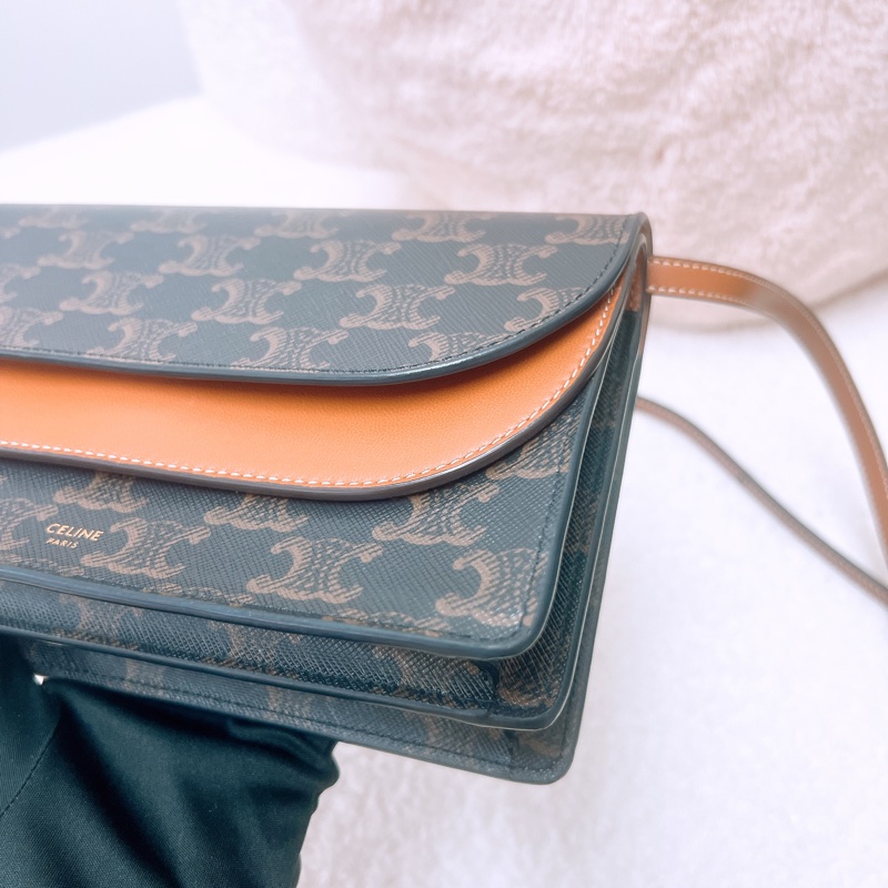Celine wallet on strap woc 啡色老花斜挎包-2