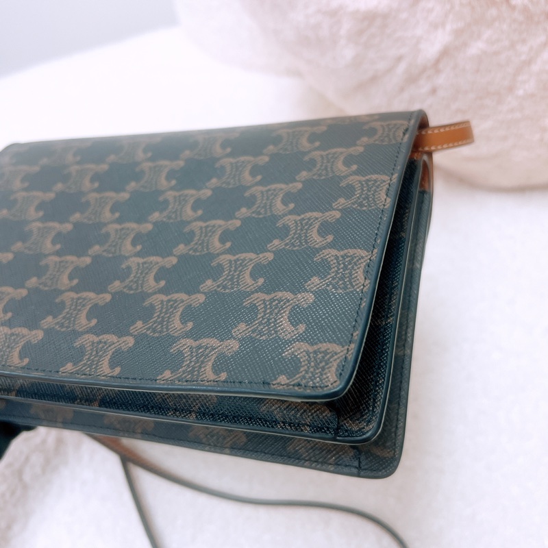 Celine wallet on strap woc 啡色老花斜挎包-7
