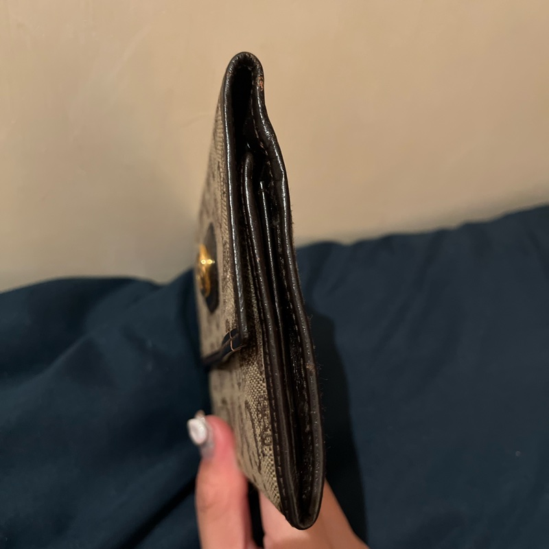 Celine稀有老花馬車 棕色 咖老花 布面 復古 中夾 vintage-8