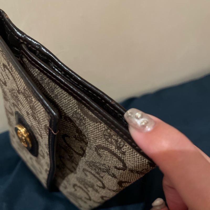 Celine稀有老花馬車 棕色 咖老花 布面 復古 中夾 vintage-14