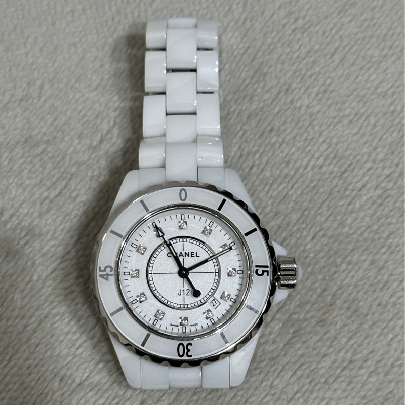 Chanel 白色J12 12點鑽 33mm-3