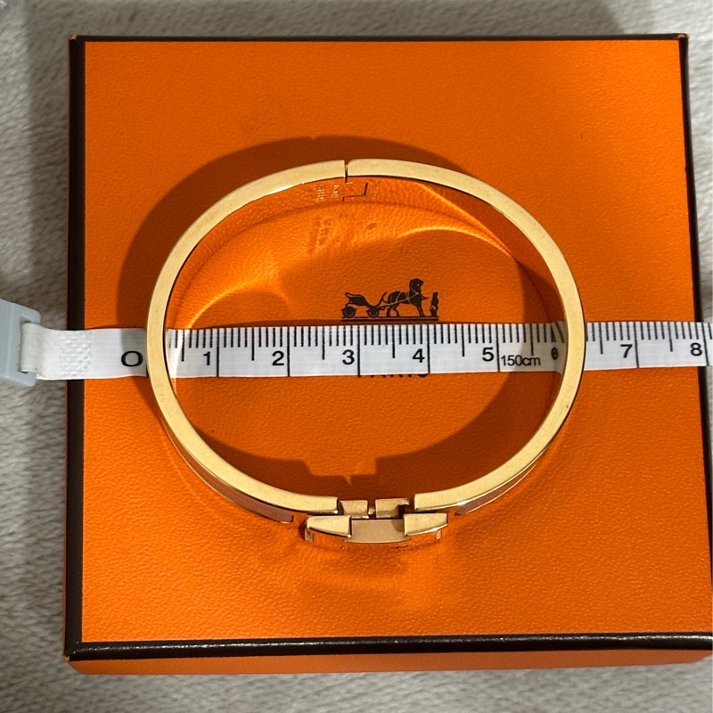 Hermes Clic H 手環金色配奶茶色-13