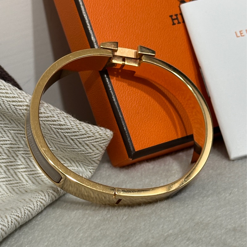 Hermes Clic H 手環金色配奶茶色-15