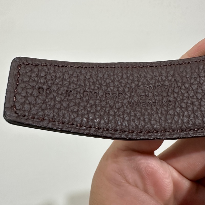 Hermes 銀扣黑色咖色兩用皮帶Y刻-4