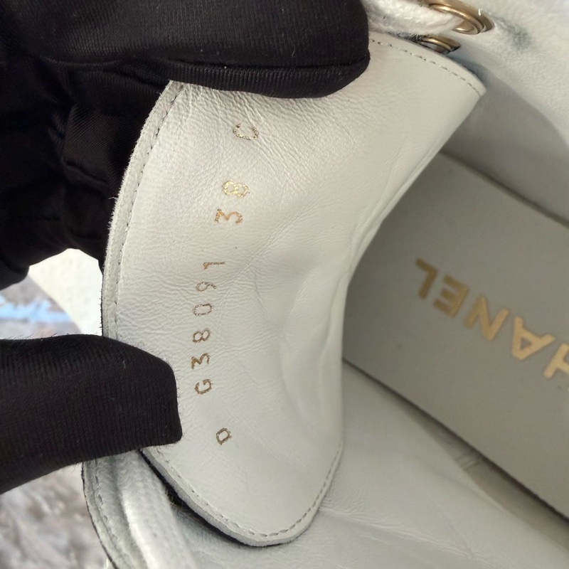 Chanel香奈兒黑白拼色高幫鞋 38碼 附件:無-7