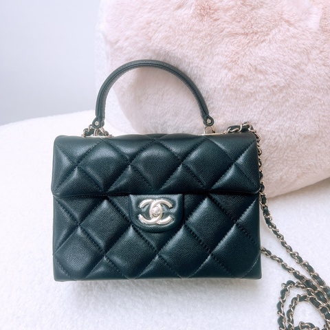 Chanel kelly 手柄牛奶盒子 黑金牛皮